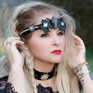 Steer crown, boho Texas rhinestone headband, gypsy